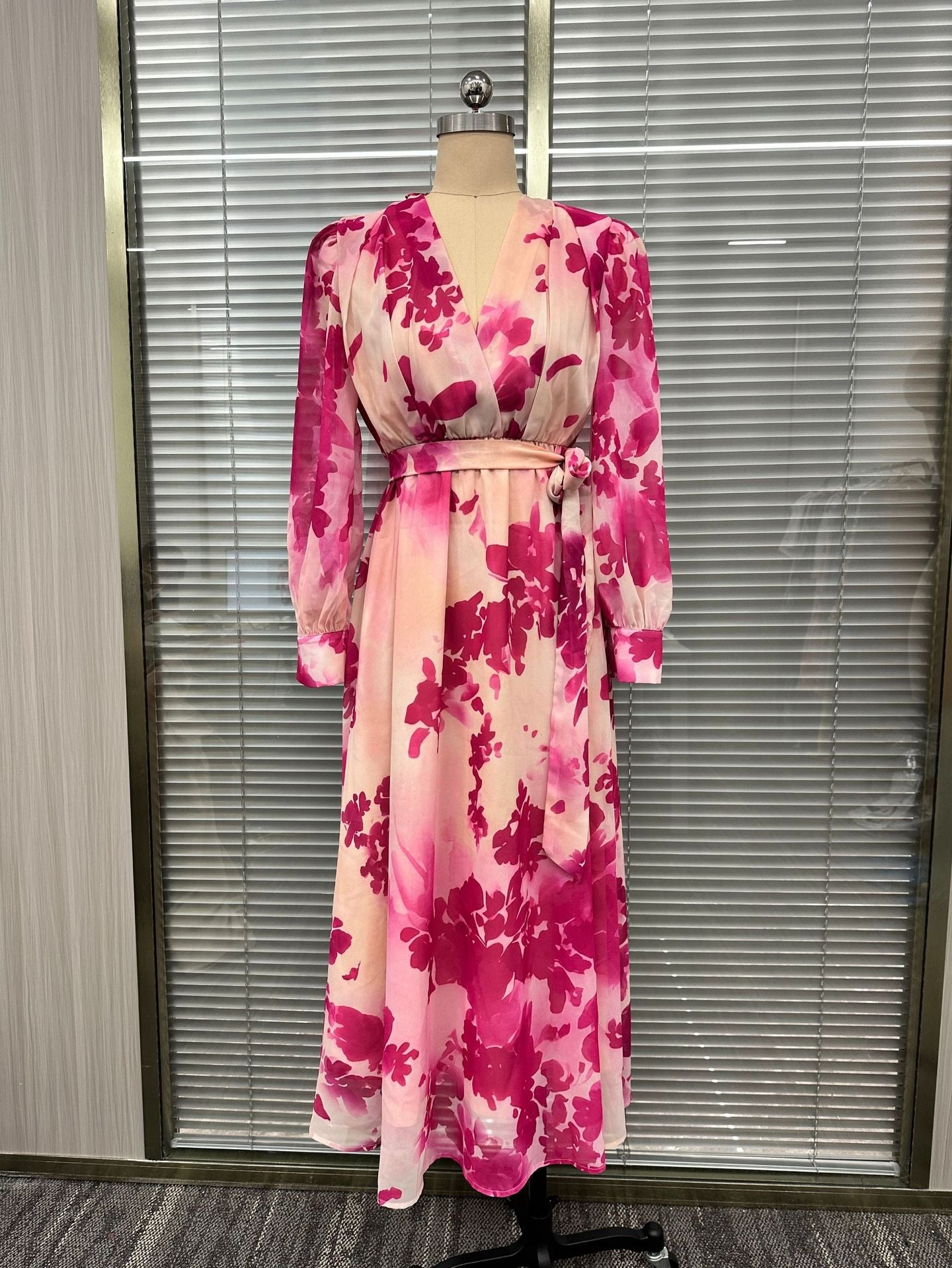 Robe Longue Fleurie Romantique Française | Robe de Soirée Fluide de Luxe à Ceinture pour les Vacances de Printemps