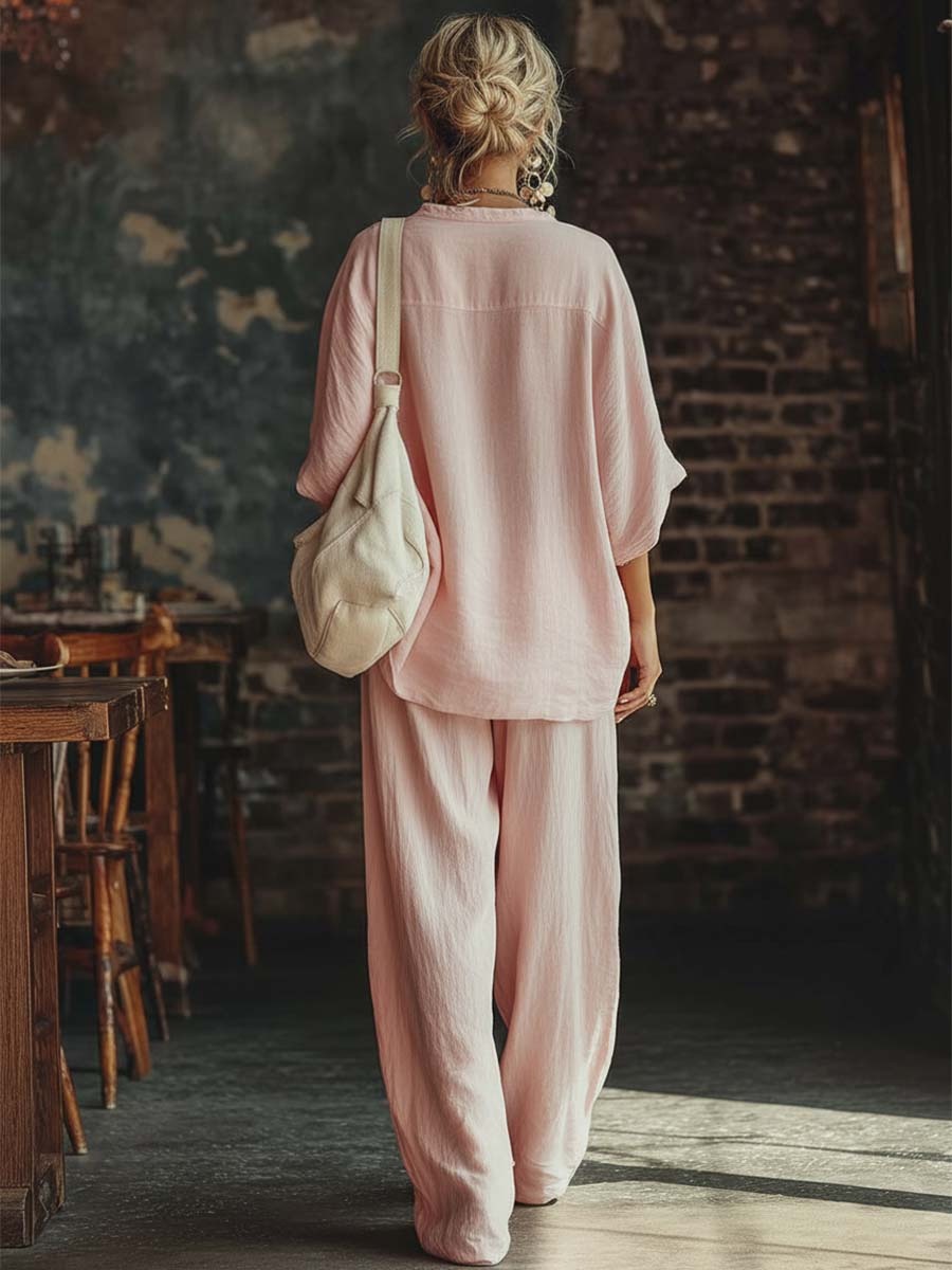 Ensemble d'été Bohème Chic pour Femme – Top ample à manches chauve-souris et Pantalon Palazzo Fluide, Tenue deux pièces de style station balnéaire, aux couleurs vives