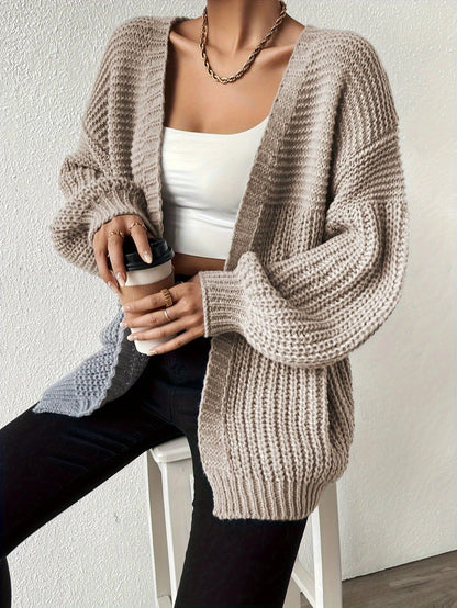 Women's Chunky Ribbed Knit Cardigan | Casual Open Front Long Sleeve Sweater Jacket