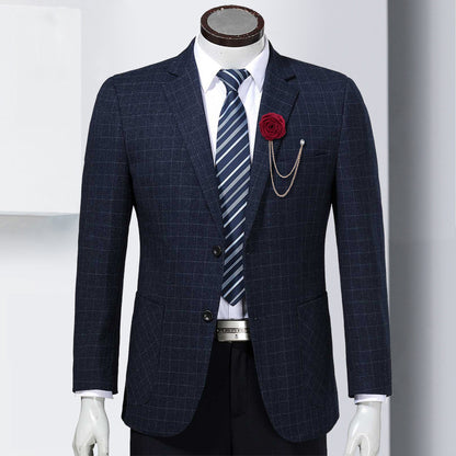 Men's rose double chain tassel lapel pin, rose brooch for groom and best man