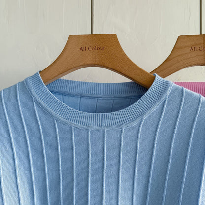 Chic Colorblock 2-Piece Knit Set - Ribbed Crewneck Long Sleeve Sweater & High-Waist Wide Leg Pants Lounge Set