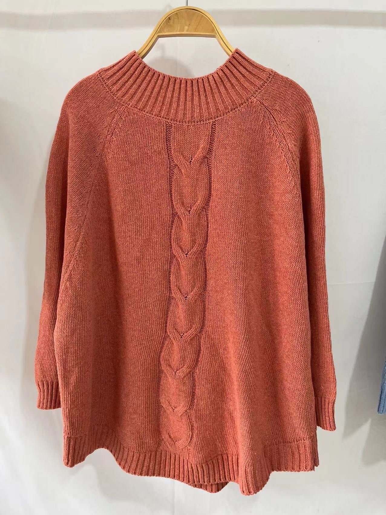 Elegant Cable Knit Mock Neck Poncho Sweater - Batwing Sleeve Slouchy Loose Pullover Plus Size