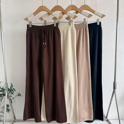 Vintage Jacquard 2-Piece Knit Set - Button-Down Cardigan & High-Waist Wide Leg Pants Lounge Set