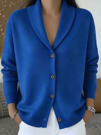 Women's Shawl Collar Knit Cardigan | Casual Button Down Solid Color Sweater Jacket