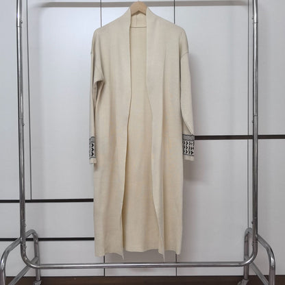 Chic 3-Piece Jacquard Knit Lounge Set - Open Front Shawl Cardigan, Crewneck Top & Wide Leg Pants