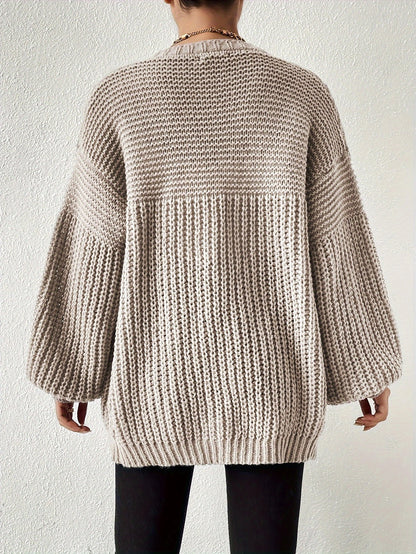 Women's Chunky Ribbed Knit Cardigan | Casual Open Front Long Sleeve Sweater Jacket