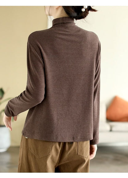 Premium Double-Sided Fleece Mock Neck Top - Slimming Thermal Long Sleeve Base Layer