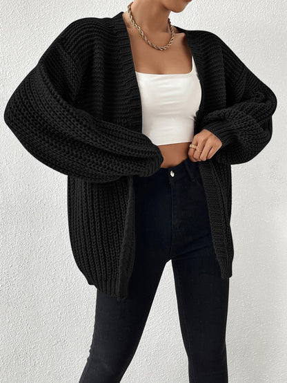Women's Chunky Ribbed Knit Cardigan | Casual Open Front Long Sleeve Sweater Jacket