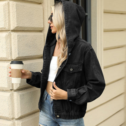 Women’s Washed Hooded Denim Jacket