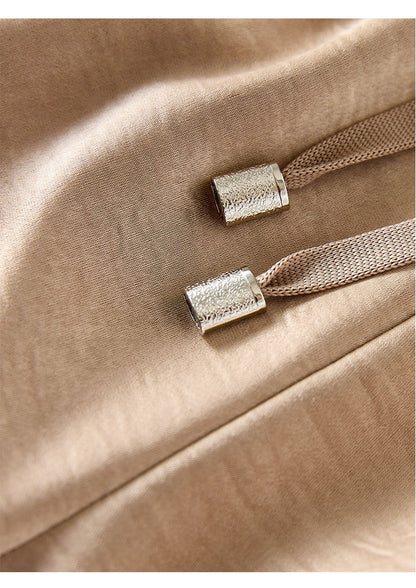 Luxury Silk-Satin Wide-Leg Pants - High-Waisted Loose Summer Lounge Trousers with Drawstring