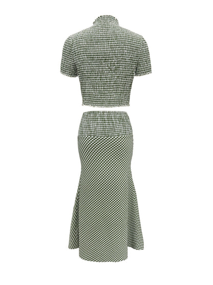 Provence Gingham Smocked Set | Cropped Top & Mermaid Maxi Skirt