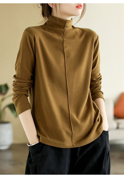 Premium Double-Sided Fleece Mock Neck Top - Slimming Thermal Long Sleeve Base Layer