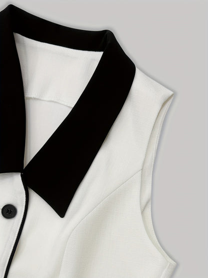 Ensemble gilet à revers contrastés Monaco | Short tailleur taille haute PromiseGift Ensemble 2 pièces d'été