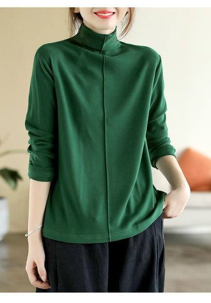 Premium Double-Sided Fleece Mock Neck Top - Slimming Thermal Long Sleeve Base Layer
