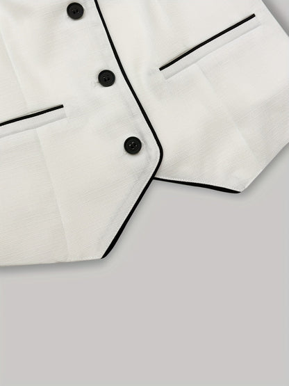 Ensemble gilet à revers contrastés Monaco | Short tailleur taille haute PromiseGift Ensemble 2 pièces d'été