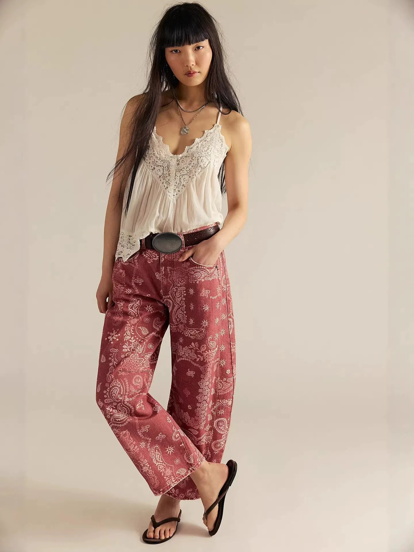 Vintage Washed Cropped Barrel Jeans for Women - Slouchy Mid-Rise Balloon Trousers