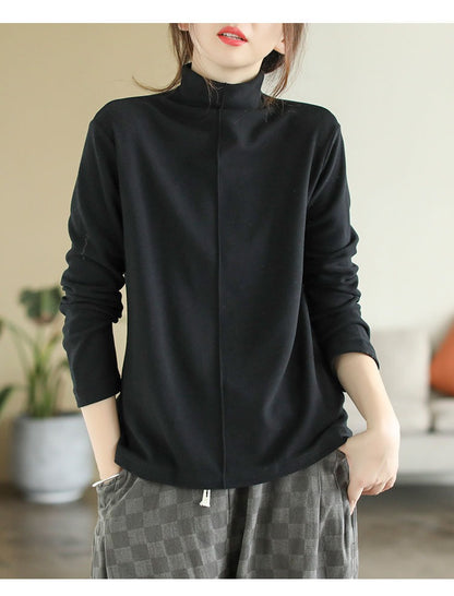 Premium Double-Sided Fleece Mock Neck Top - Slimming Thermal Long Sleeve Base Layer
