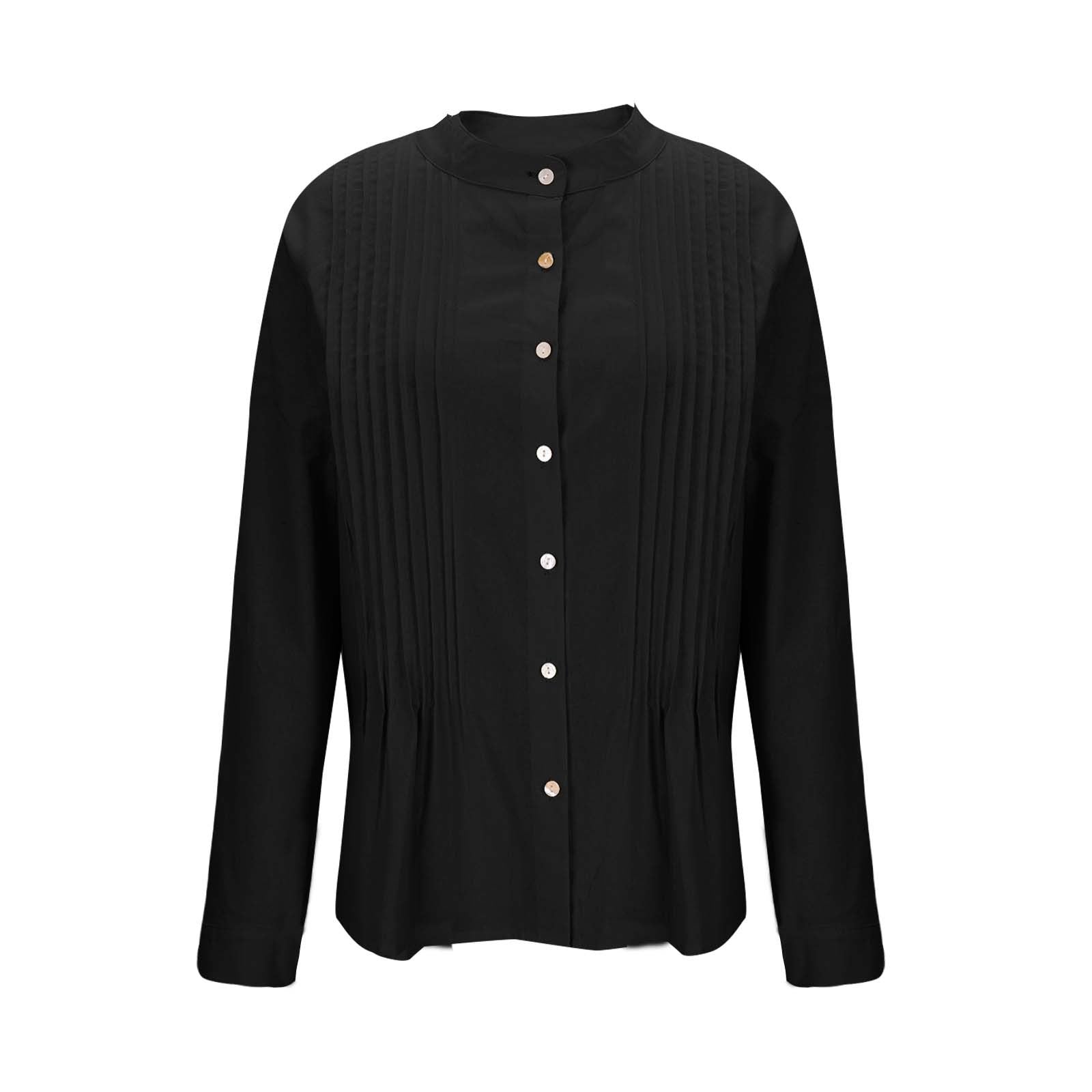 Women's Casual Cotton And Linen Pleated Shirt