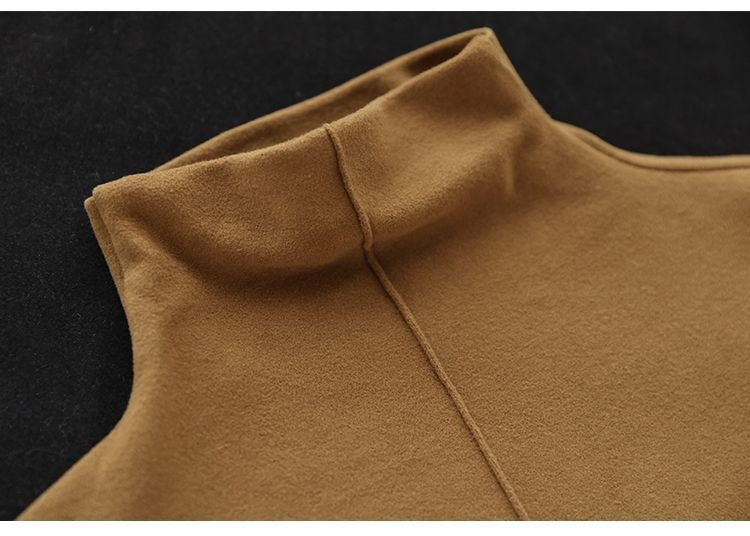 Premium Double-Sided Fleece Mock Neck Top - Slimming Thermal Long Sleeve Base Layer