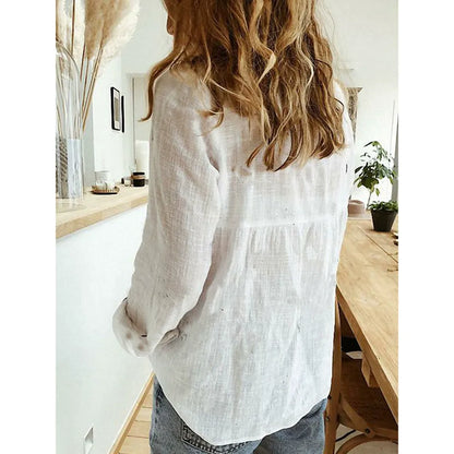 Breathable Linen Blouse | Oversized Casual Button-Up Shirt for Women