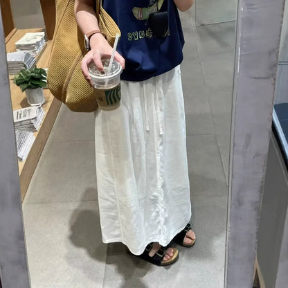 High-Waisted A-Line Maxi Skirt | Breathable Ramie Blend with Cotton Lining