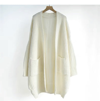 Chunky Knit Long Cardigan Sweater - Slouchy Open Front Duster Jacket with Pockets Plus Size