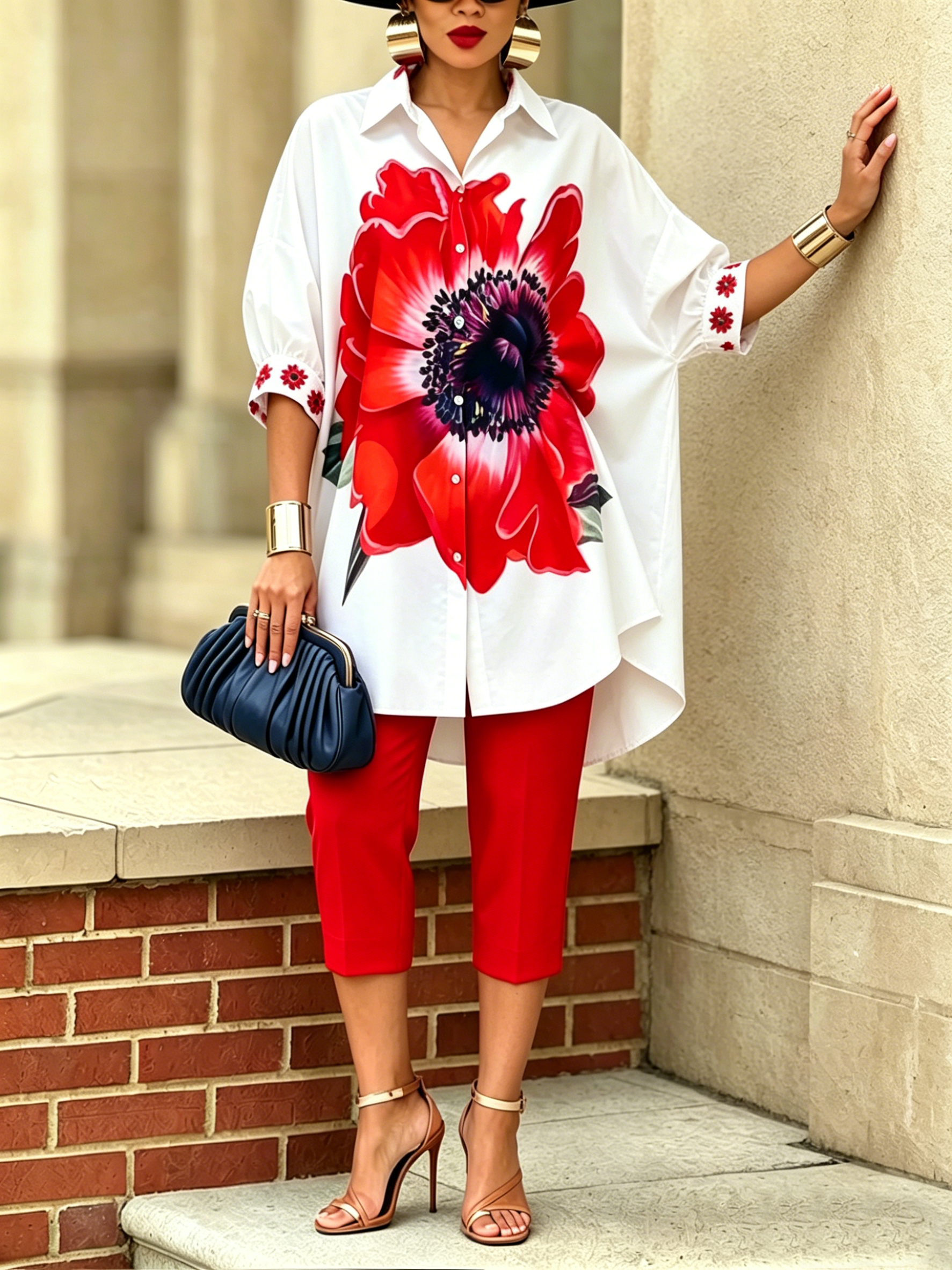 Artistic Stylish Scarlet Bloom Shirt
