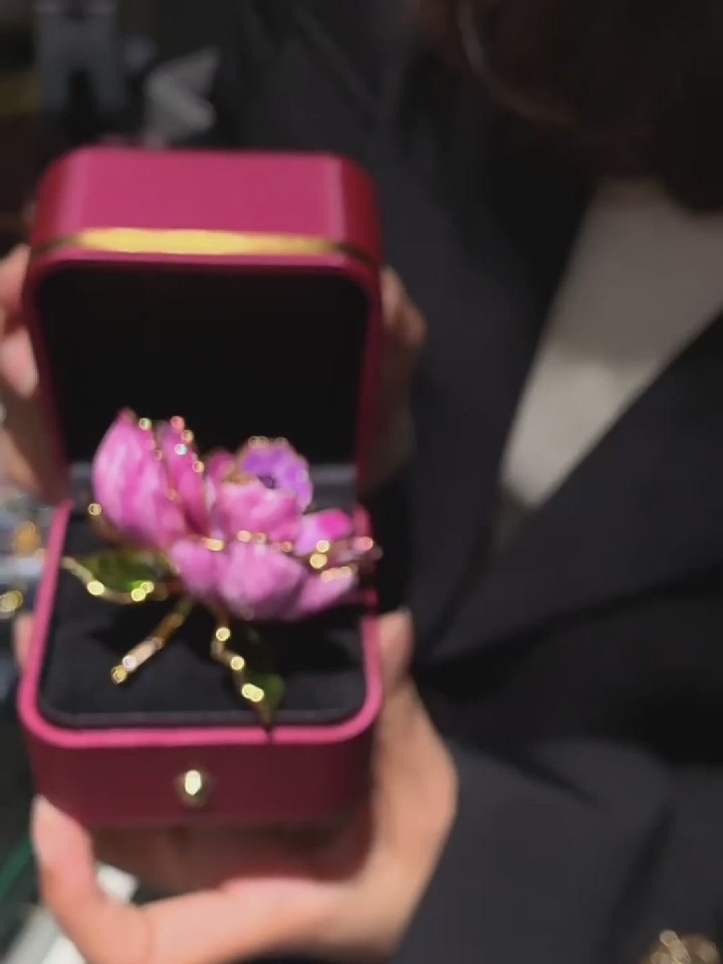 Original Luxury Jewelry Enamel Peony Brooch with Gift Box