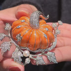 Hand-Painted Pumpkin Brooch: Whimsical Clothing Accessory Gift