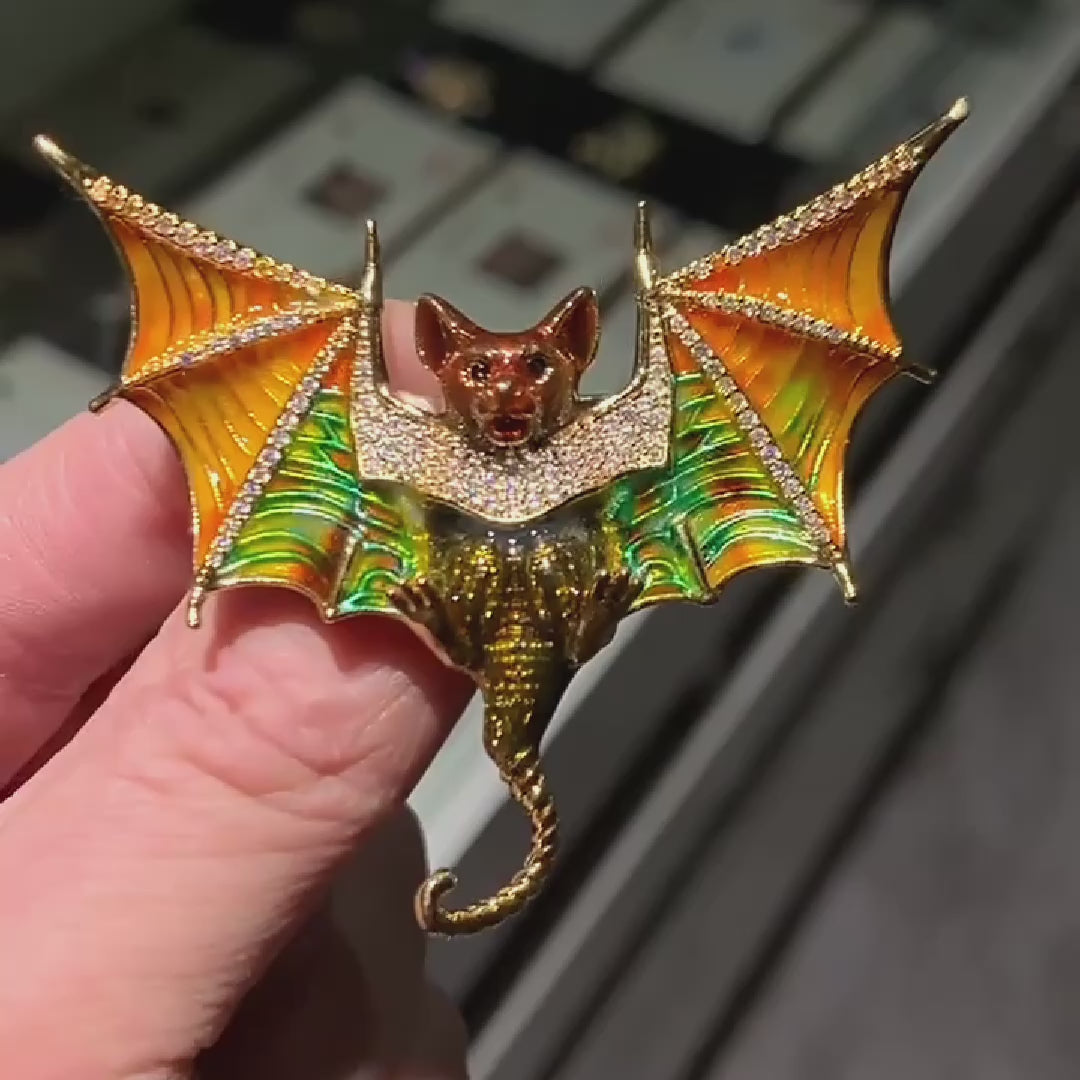 Enamel bat brooch creative jewelry devil wings Halloween accessories with gift box