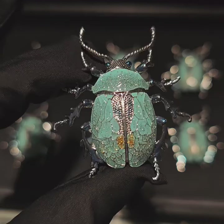 Load video: Original Macaron Blue Beetle Brooch European Renaissance style, unique design women's pin gift