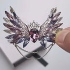 Crystal Butterfly Wing Brooch: Crown Tassel Pendant