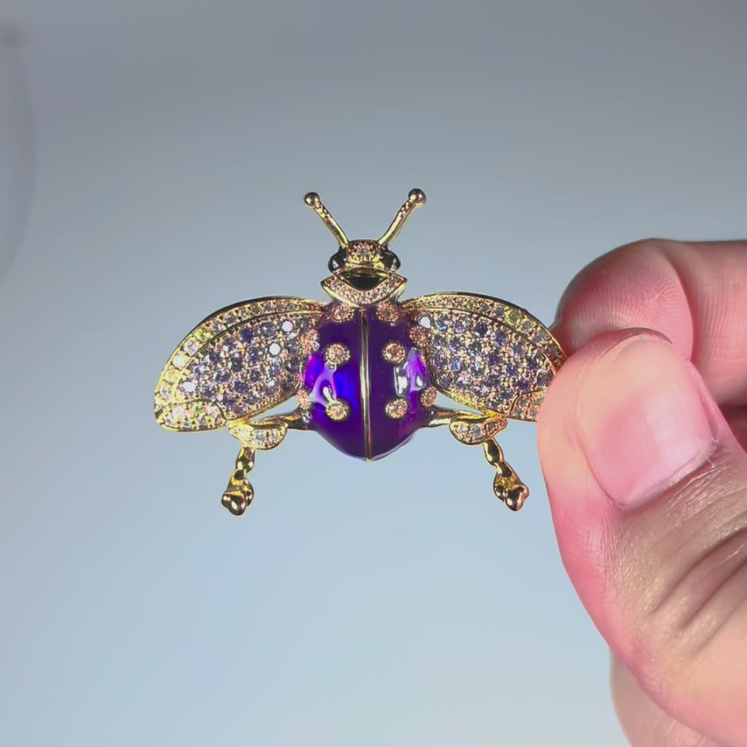 Handmade purple super flash ladybug brooch pendant, exquisite vintage luxury insect brooch jewelry