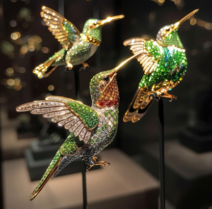 Vintage elegant hummingbird brooch, handmade alloy zircon hummingbird jewelry gift for mother
