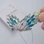 Original copper-made lake blue gradient crystal butterfly wing brooch