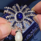 Luxurious and shining blue chalcedony pearl wheat ear shaped brooch or pendant