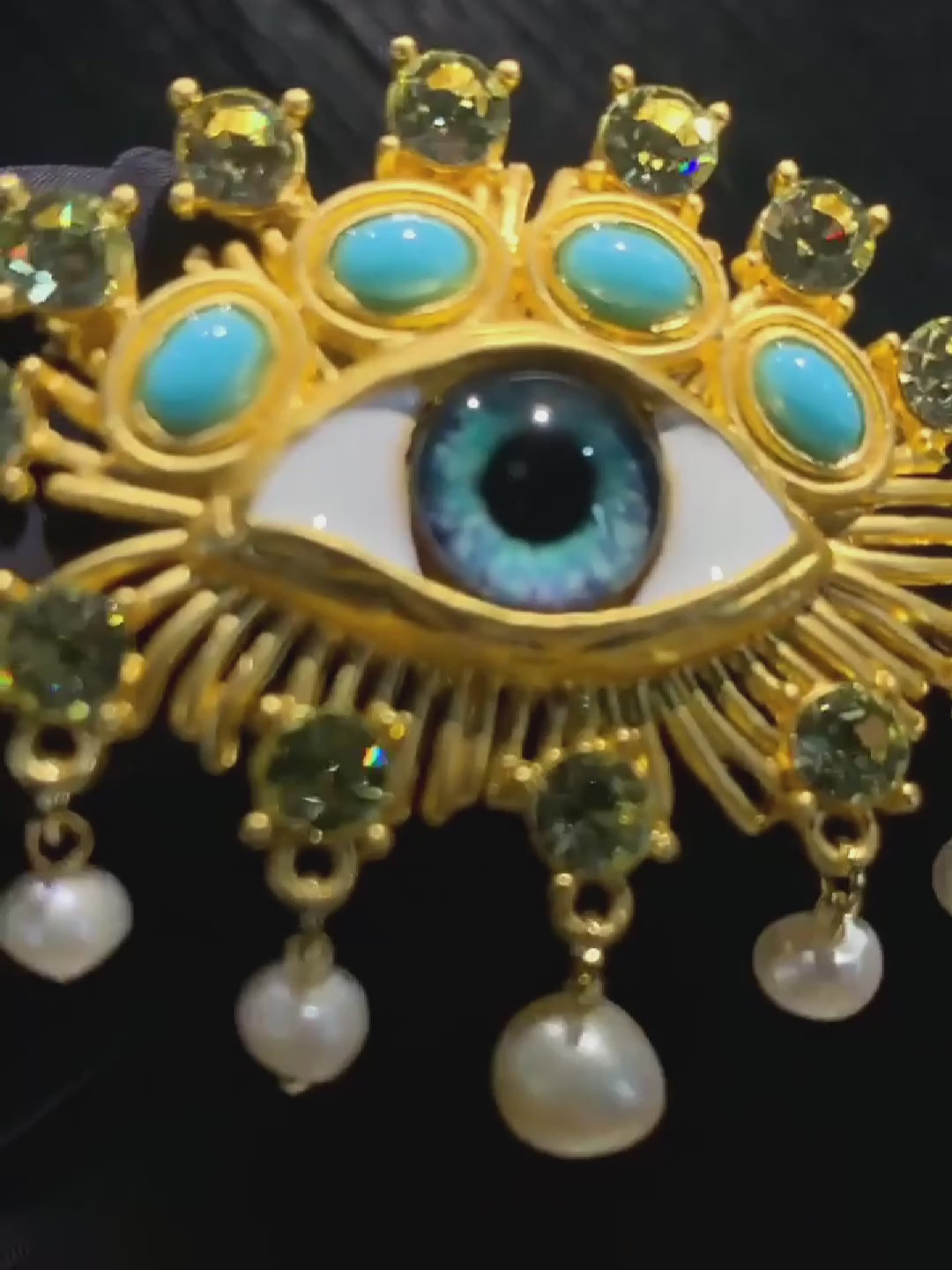 Baroque Pearl Devil's Eye Brooch Design Corsage, personalized eye brooches