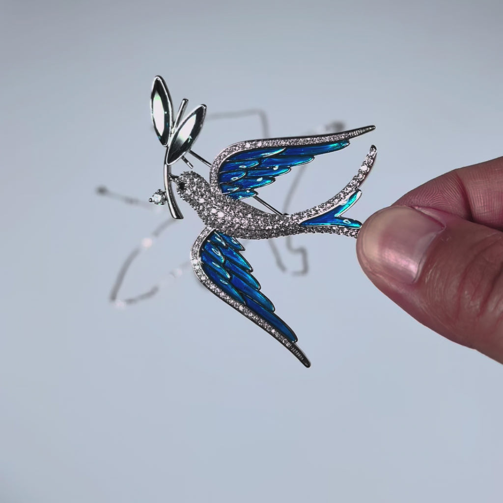 Original blue swallow base oil corsage, vintage enamel brooches or pendants jewelry gift